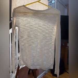 LOFT Ann Taylor Cream Textured Sheer Top